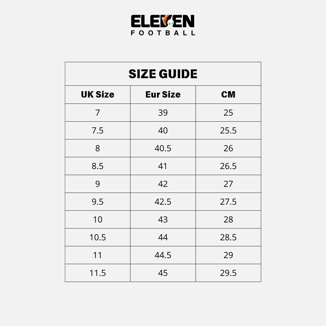 Mizuno football boots size chart discount